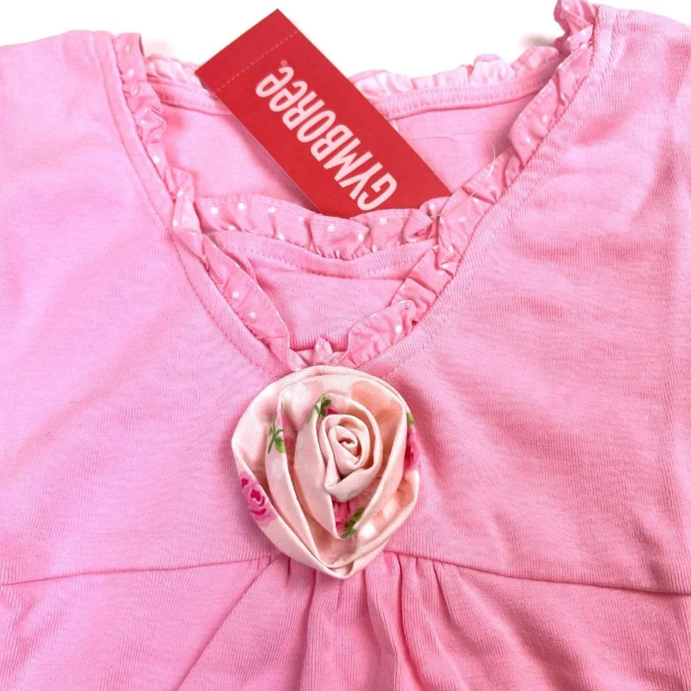 NWT Gymboree Girl Rose Print Bike Short & Rose Corsage A-Line Top Size 9